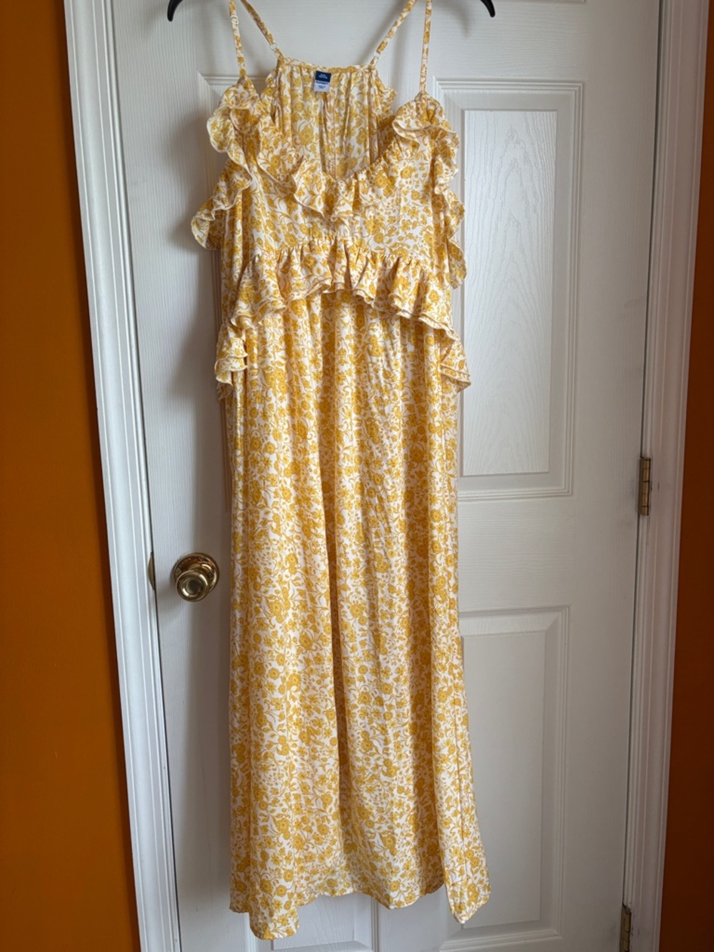 Old Navy Yellow Floral Ruffle Maxi Dress